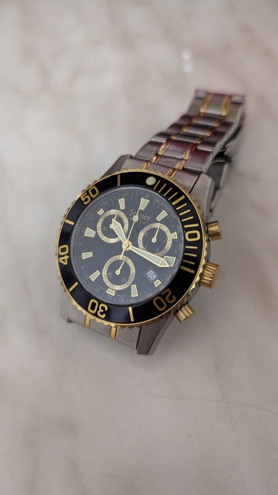Часы Stauer дайвер швейцарские, годинник swiss хронограф sapphire