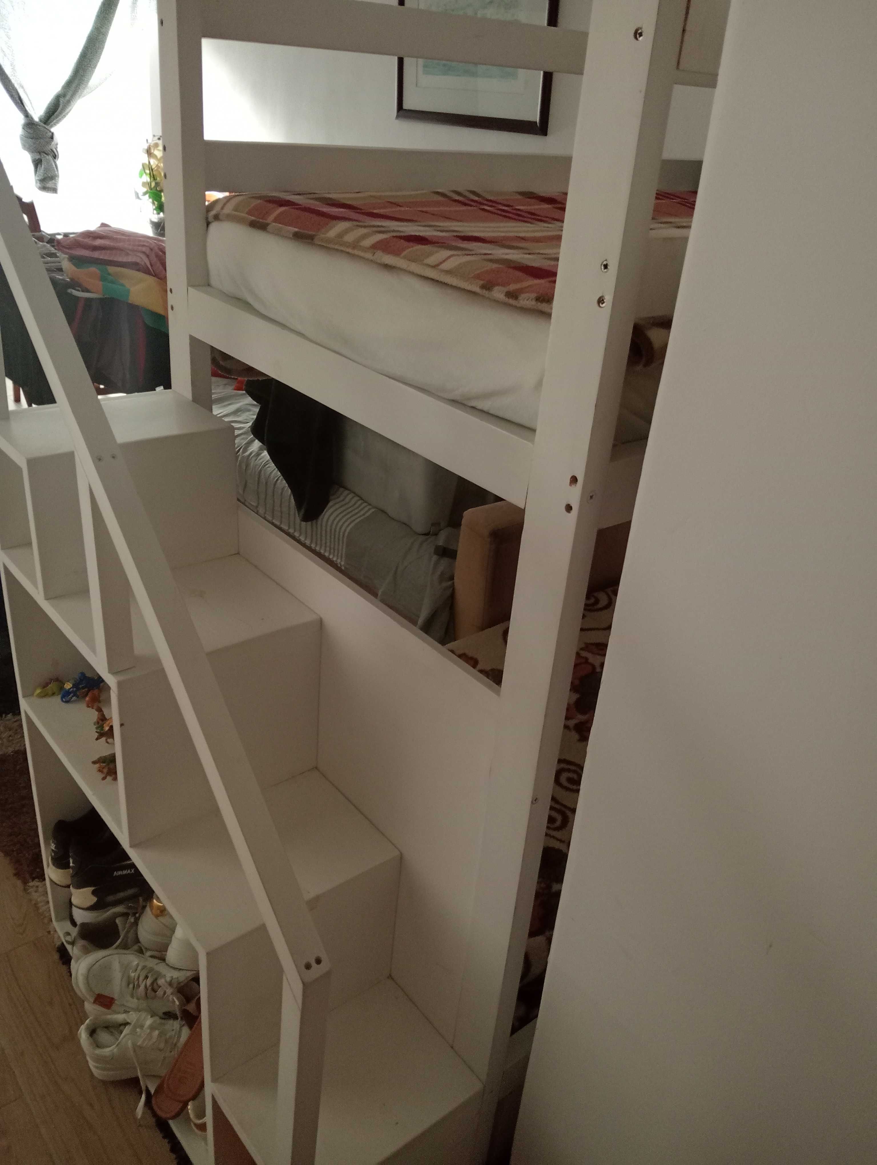 Cama Beliche Tripla Infantil – Estrado + 1 Colchão | Já Desmontada