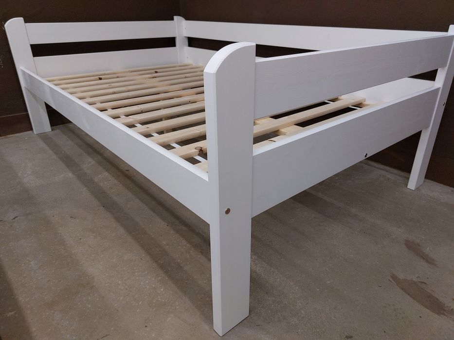 Łóżko wysokie drewniane białe i dla seniora  90x200 120x200