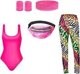 Strój lata 70 80 90 NEON RETRO DISCO BODY LEGGINSY Zestaw Roz. XL Q503