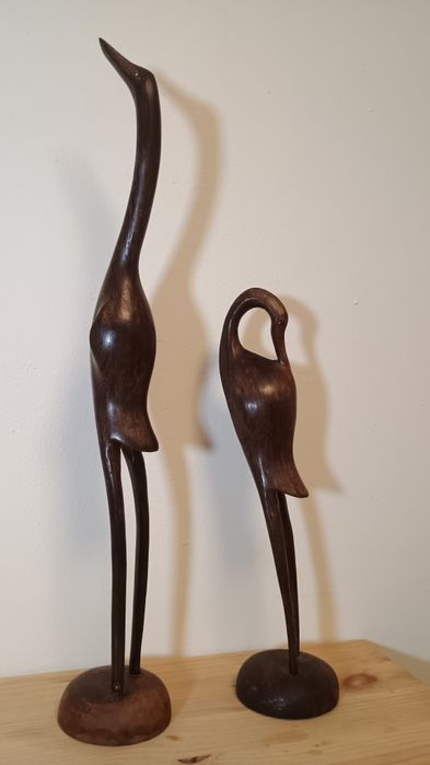 Żurawie w drewnie, minimalistyczny design, handmade,vintage