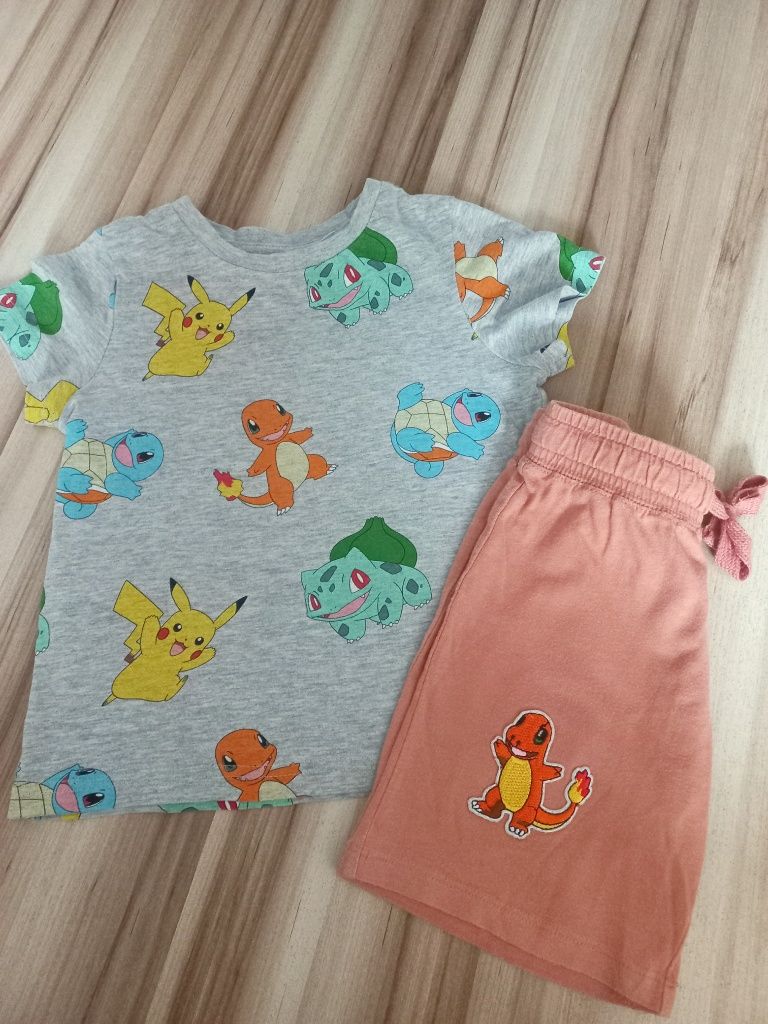 Koszulka HM Pokemon Pikachu tshirt szorty H&M zestaw 2+2