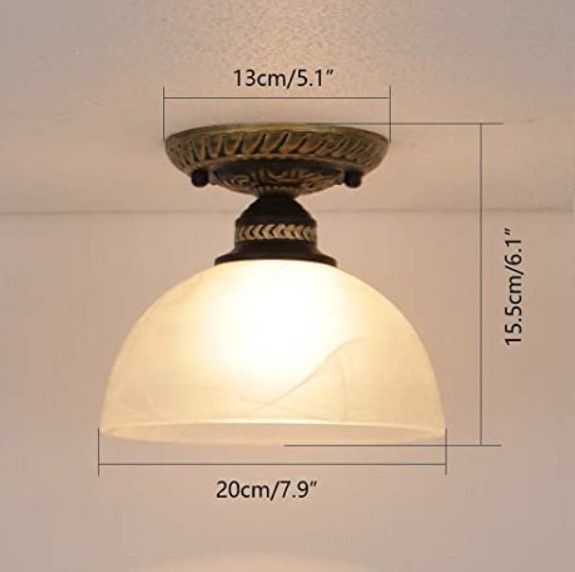 Biała Szklana Lampa Sufitowa Vintage E27