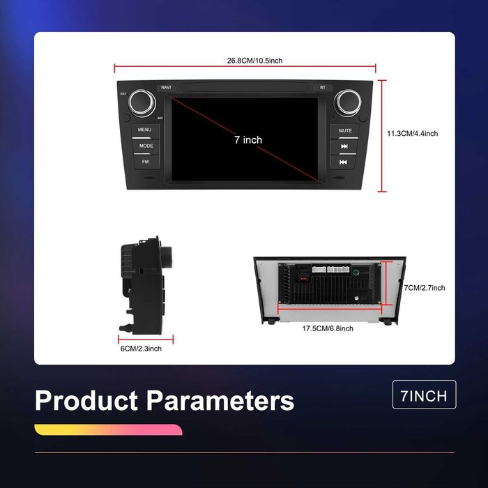 Rádio Android 7" BMW Série 3 (E90) Carplay Android Auto GPS 32G *novo*