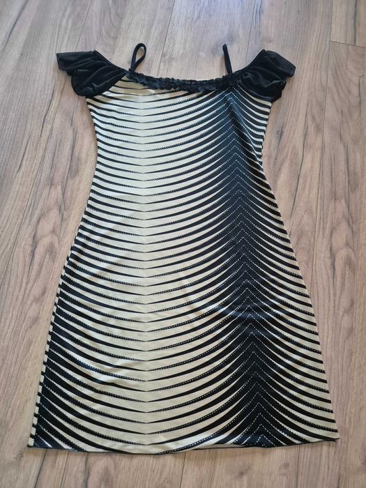 Sukienka beżowo czarna