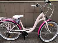 Rower miejski 26 cali komunijny 6 biegów Shimano Storm Princess różowy