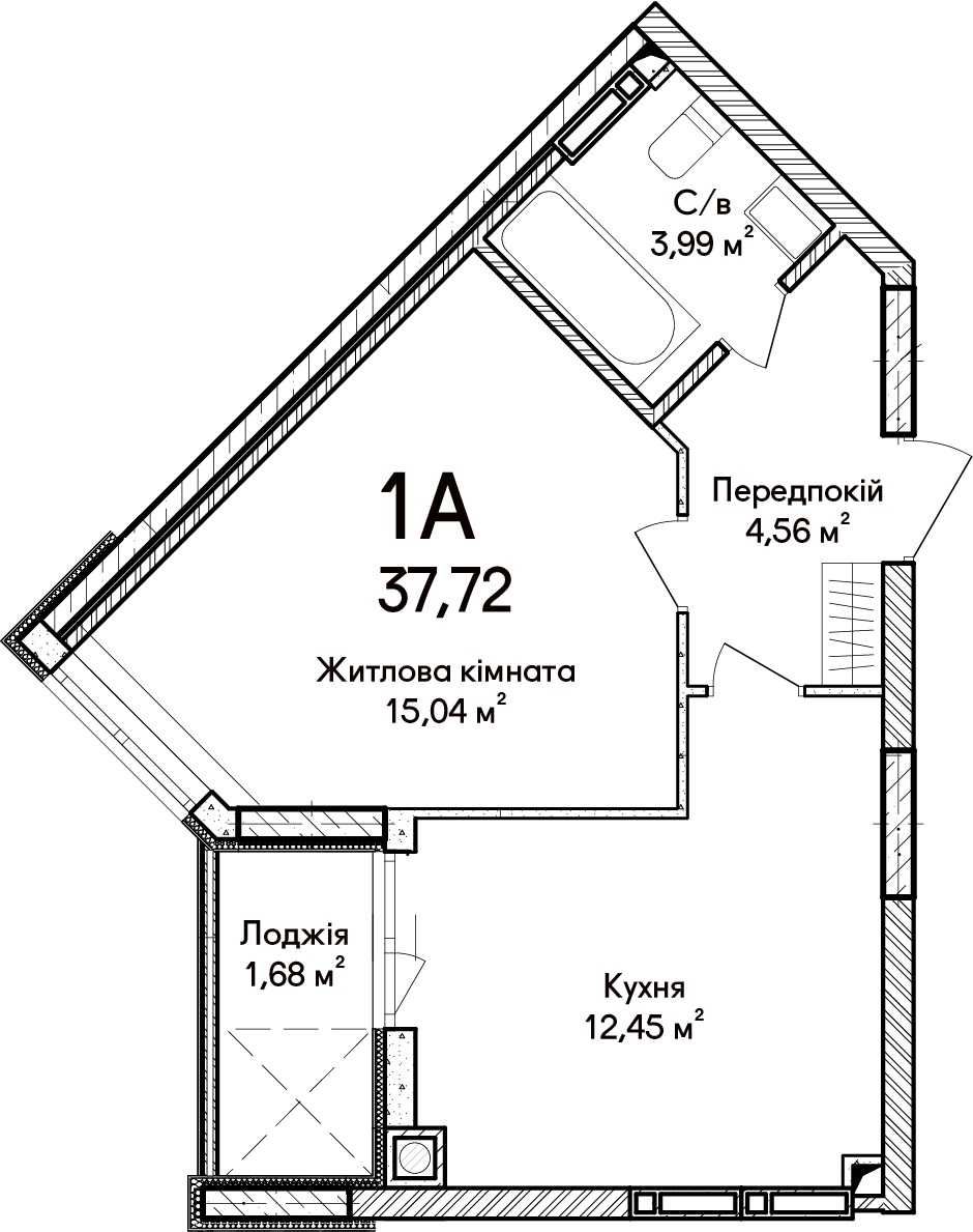 Купуйте 1к кв. 37.72м² по вигідній ціні. Також є розтермінування!