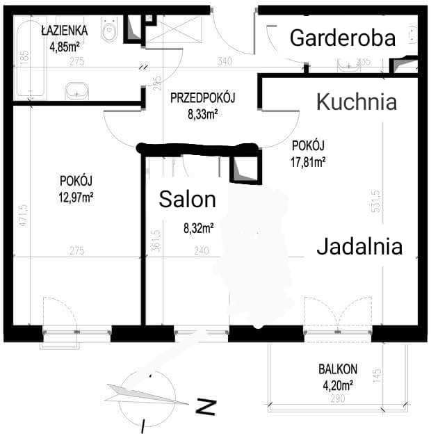 Dla pary: 55m, 2 pokoje, balkon, garaż, klimatyzacja, ul. Aleksandry