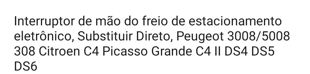 Interruptor travão de mão elétrico Citroen