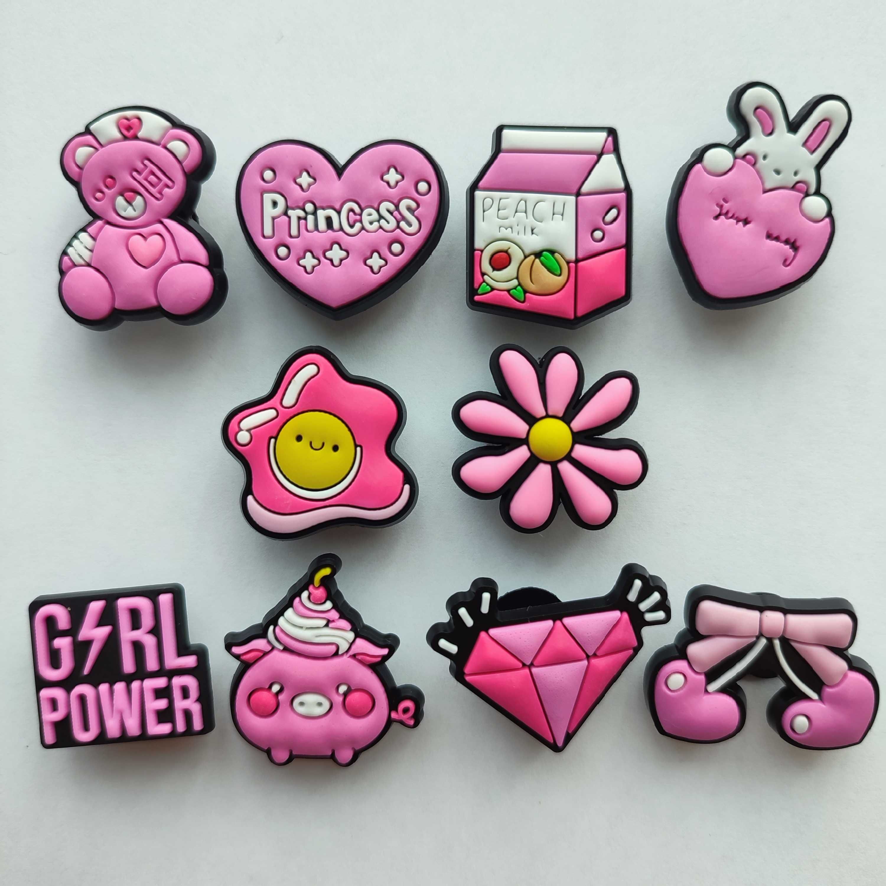 Przypinki do butów crocs prezent PINK GIRL KWIATEK DIAMENT sandały