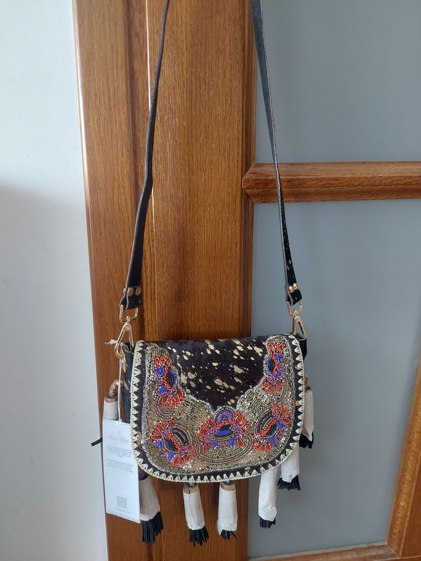 Alex Max torebka listonoszka skórzana boho hand made