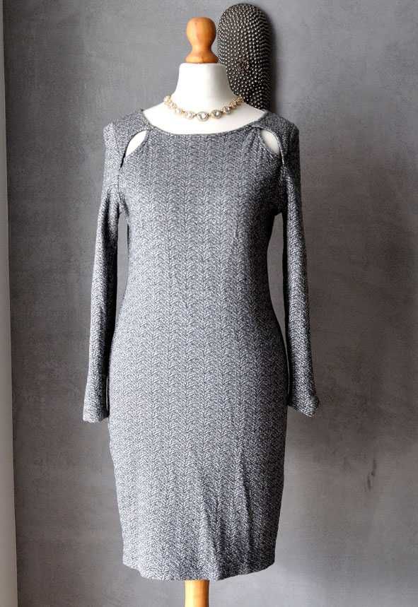 Melanżowa sukienka bawełna jesień wycięcia S M