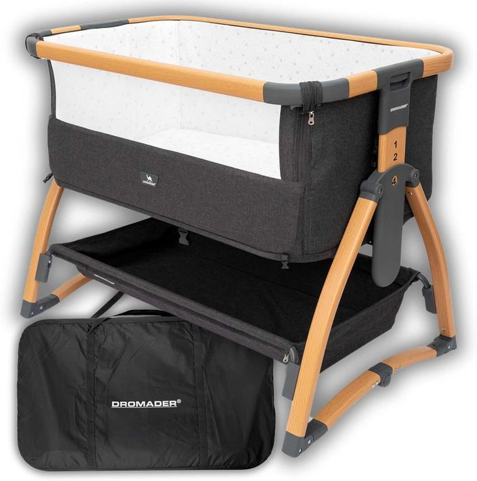 Łóżko Dostawne dla dziecka z Materacem Regulowane z Funkcją Kołysania