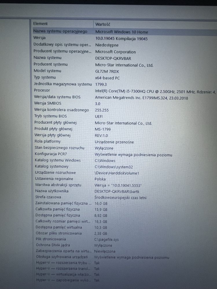 Laptop Gamingowy MSI GL72M 7RDX