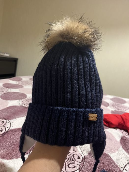 Шапка, набір, натуральний помпон,