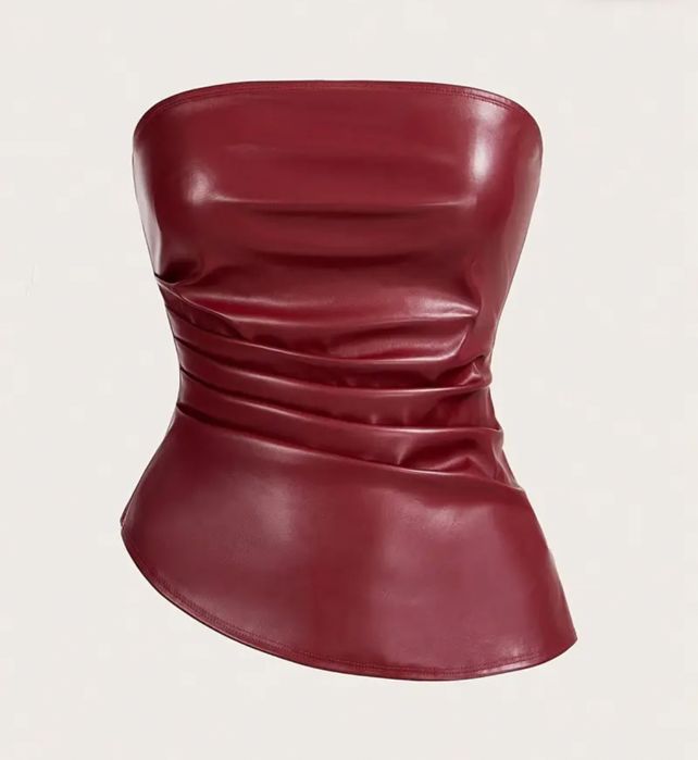 Коричневий бордо шкіряний топ хс С М розмір