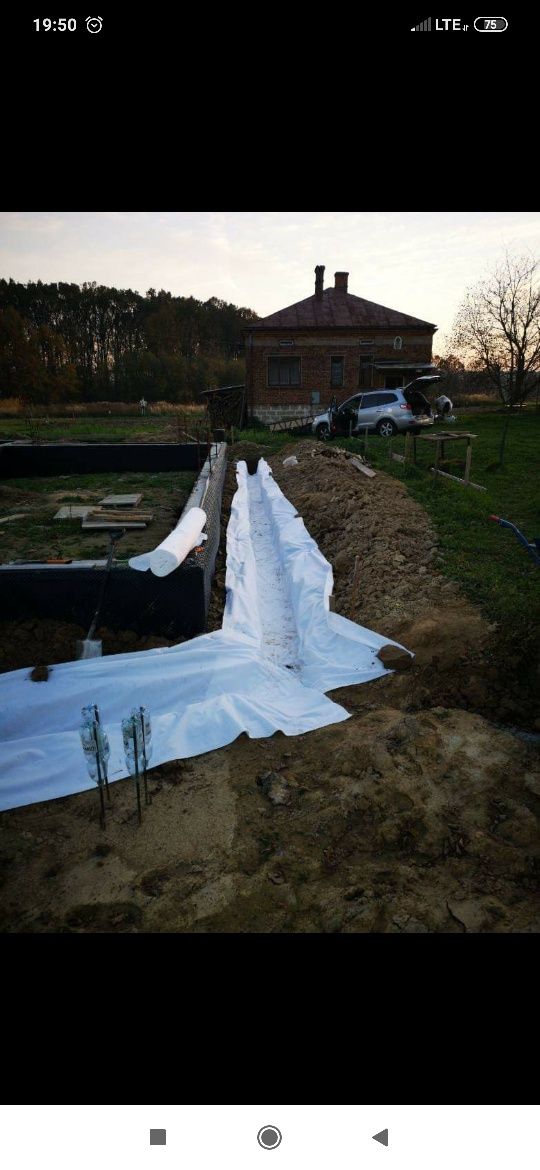 Drenaż odwodnienie domu usługi koparką