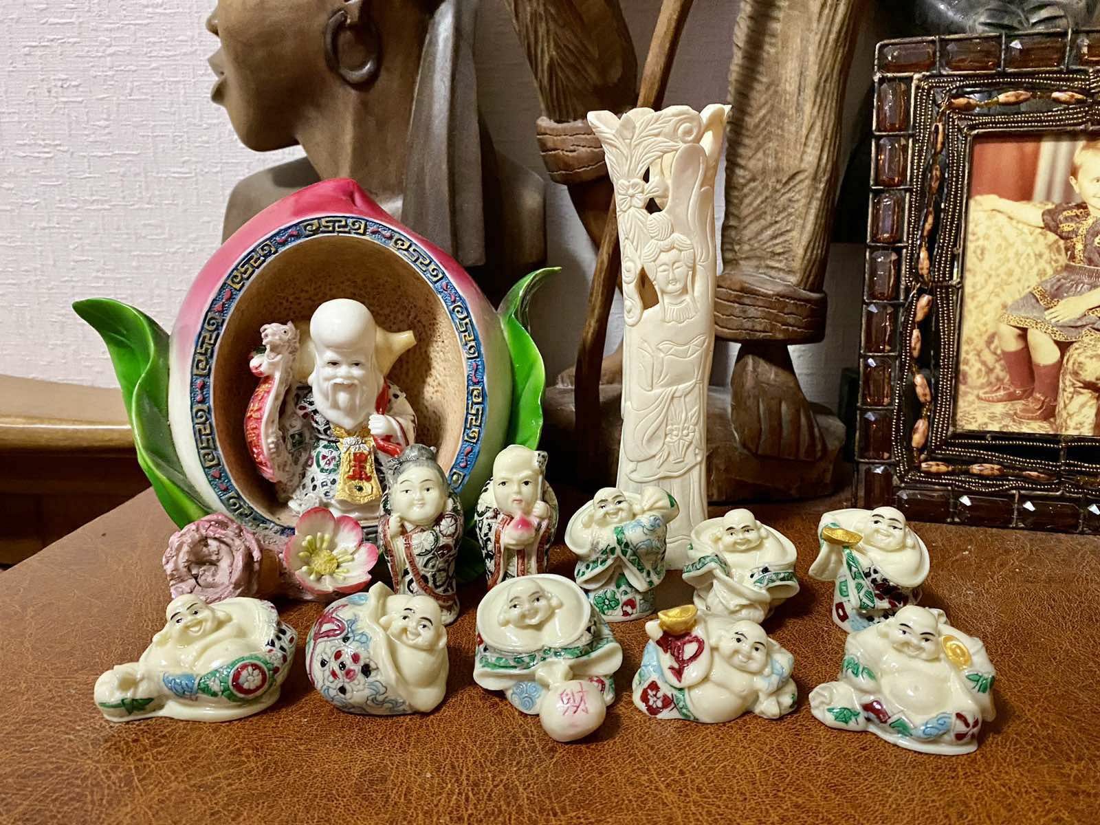 Коллекционная китайская статуэтка, окимоно, нэцкэ, kostь