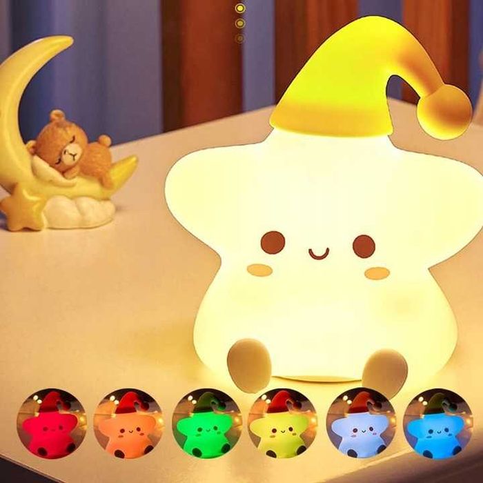 Lampka Nocna Dla Dzieci RGB Gwiazdka Ładowana Usb