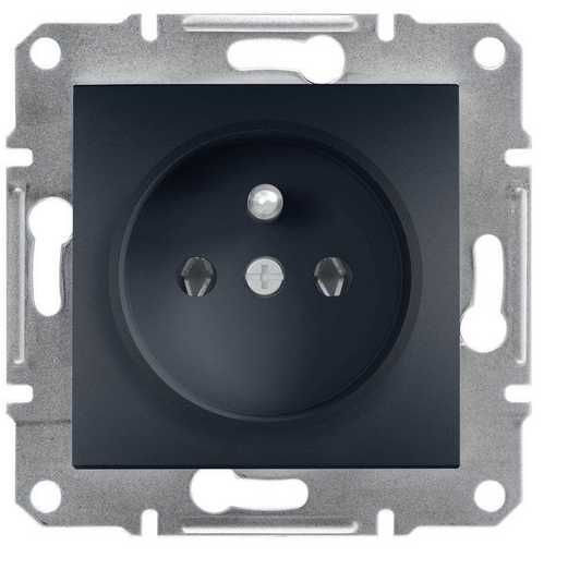 Gniazdo pojedyncze z uziemieniem Antracyt Schneider Asfora - 2 szt.