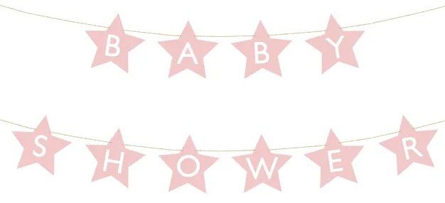Baner na baby shower jasny różowy 290x16,5 cm