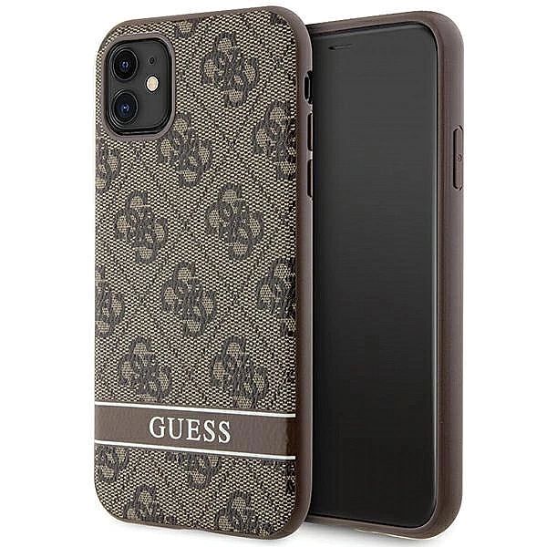 Etui Guess 4G Stripes na iPhone 11 / Xr - brązowe