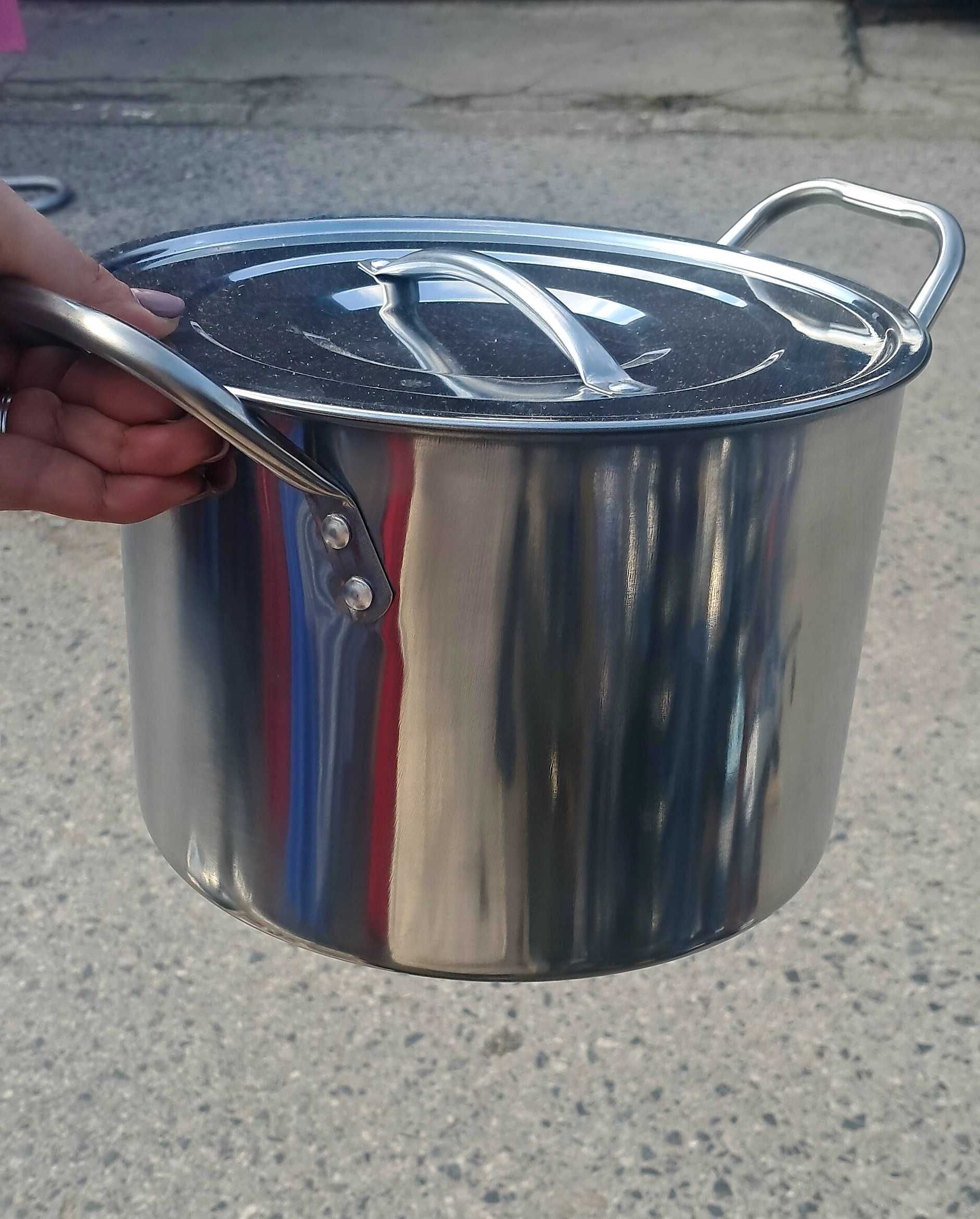 GARNEK stalowy z pokrywką duży pojemność 12,5 litra średnica 28cm w21