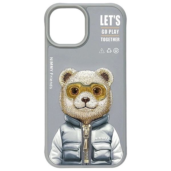 Etui Nimmy Cool&Cute 2.0 Bear do iPhone 15 - szare
