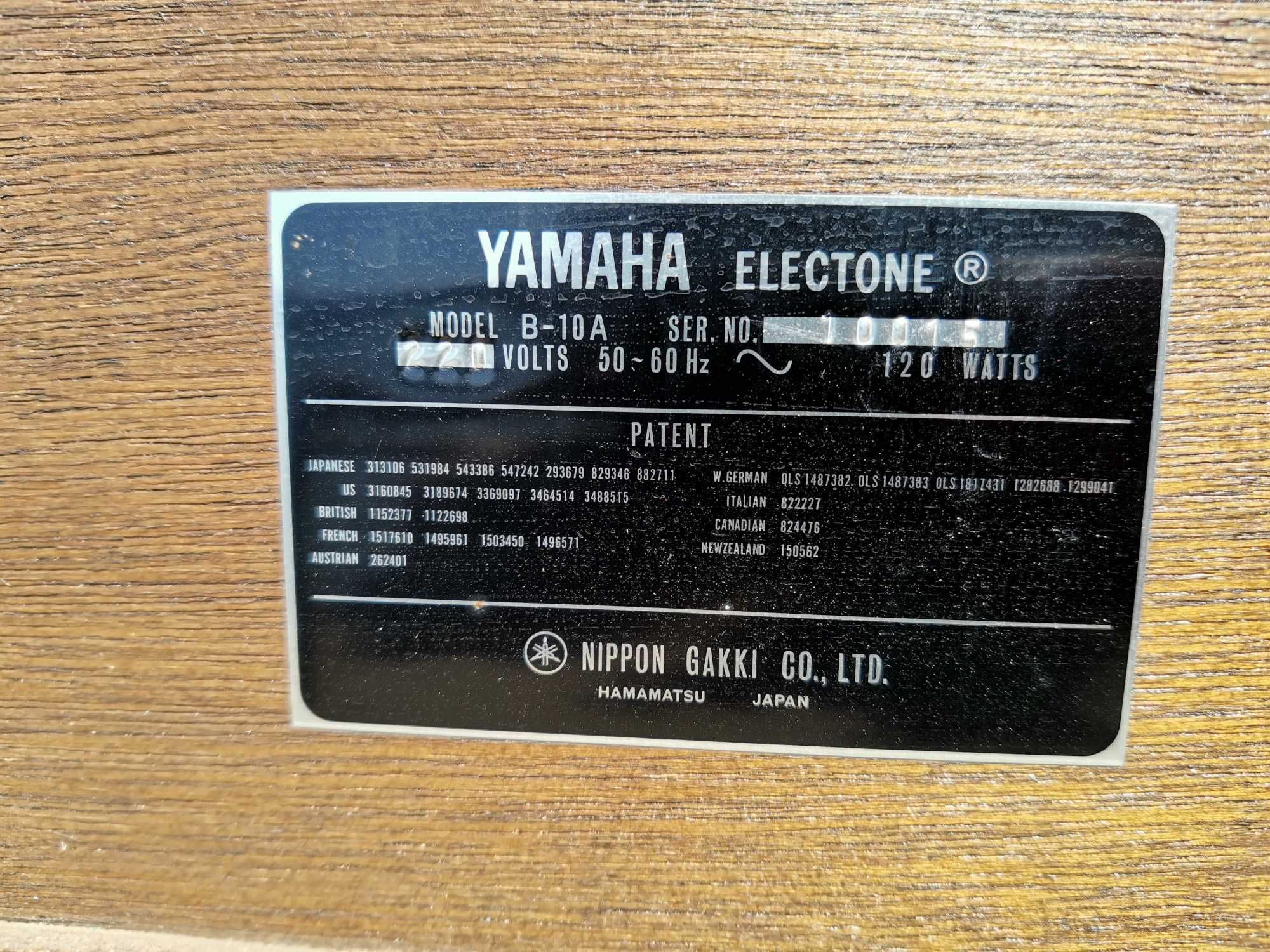 Yamaha organy dwurzędowe B-10A, ORYGINAŁ, z głośnikiem, sprawne