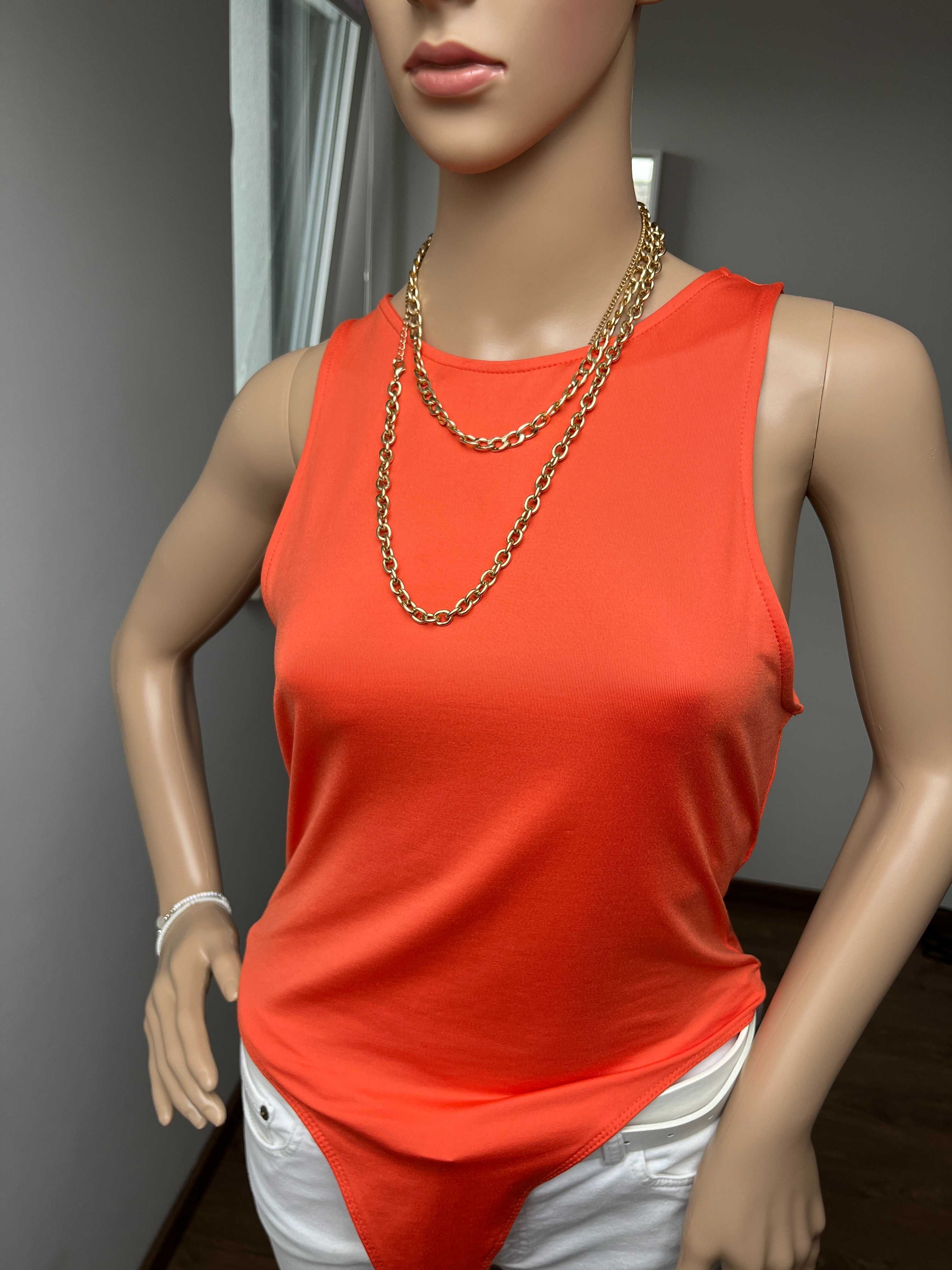 Pomarańczowe Body/Top Bez Rękawów Primark Old Money Vibe, Rozmiar M