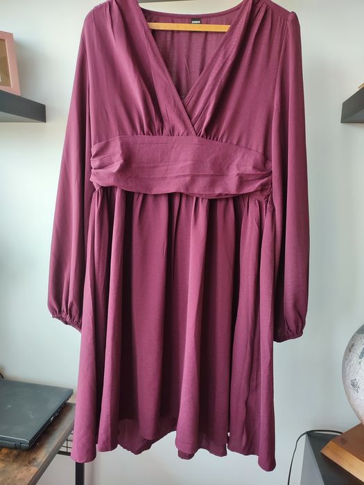 Sukienka nowa bordowa rękaw 42/44 XL