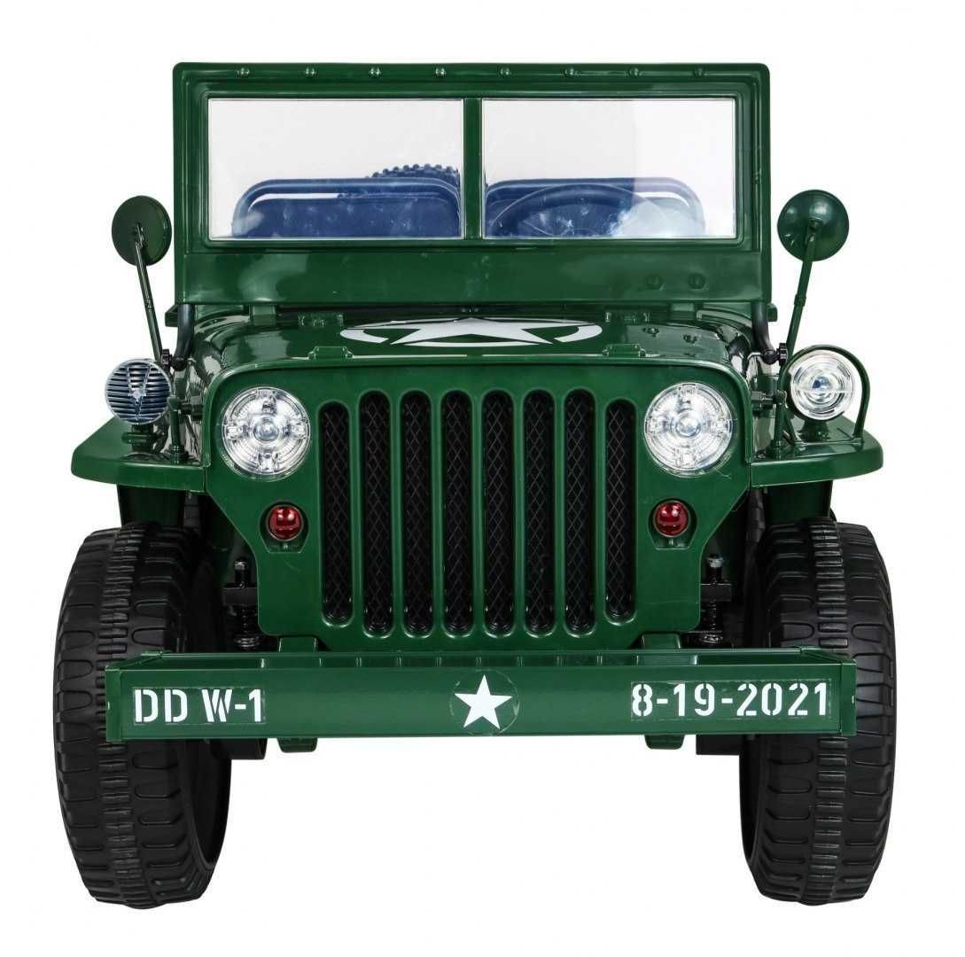 Auto na akumulator Jeep Willys Retro Wojskowy 24V 4x4 Zielony 3 dzieci
