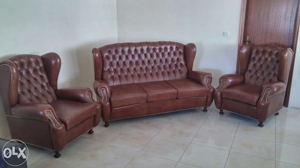Sofas Classico Capitoné em pele natural - NOVO
