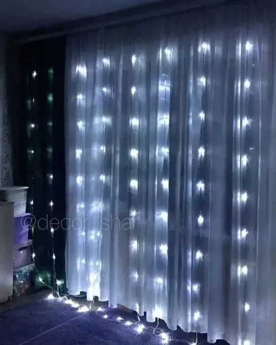 Гирлянда штора, капля, роса, 3х2м, белый цвет, білий колір