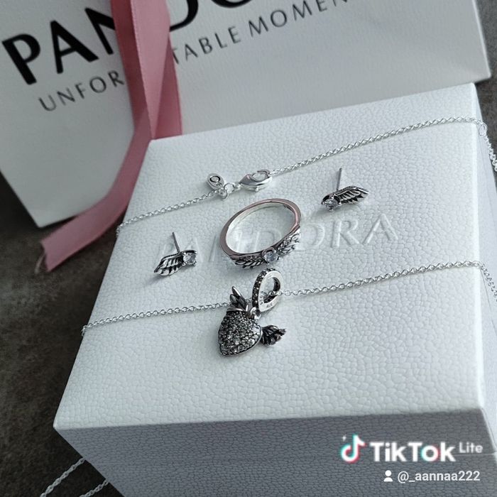 Пандора браслет сережки підвіска сердечко крила Янгола