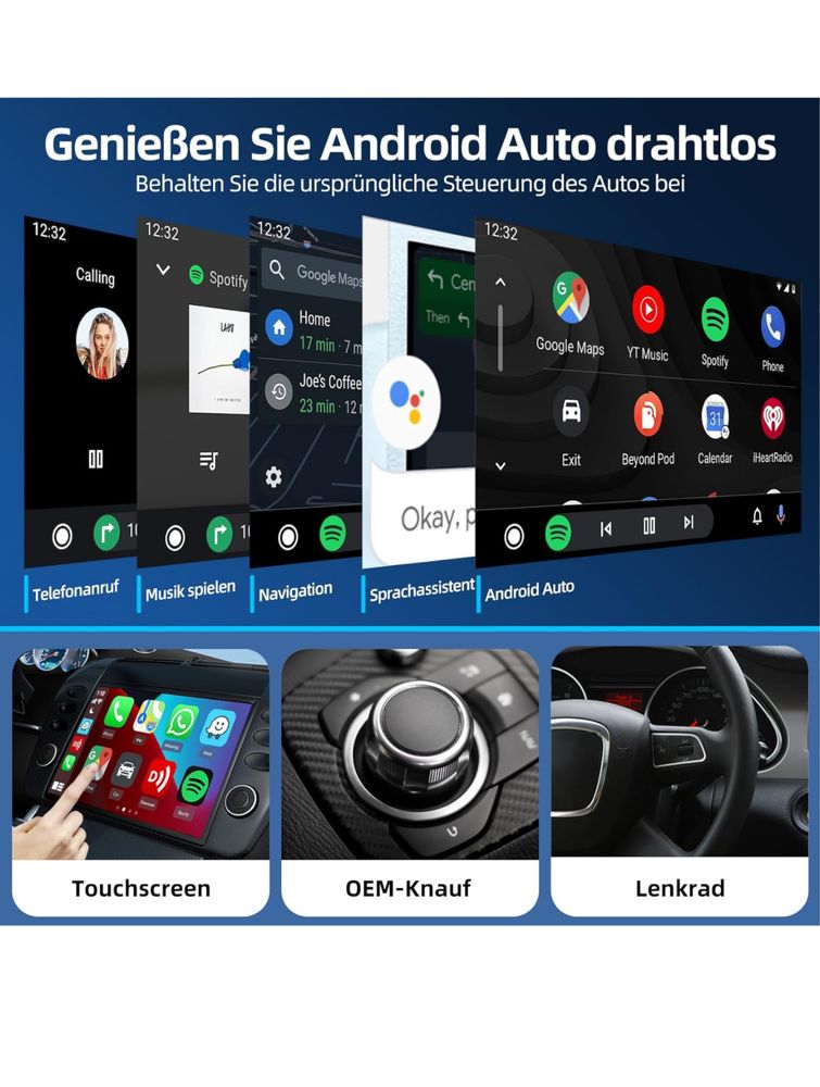 Bezprzewodowy adapter android auto carplay wifi bluetooth
