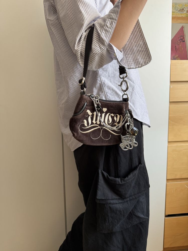 Juicy Couture mini velour handbag torebka bling pluszowa