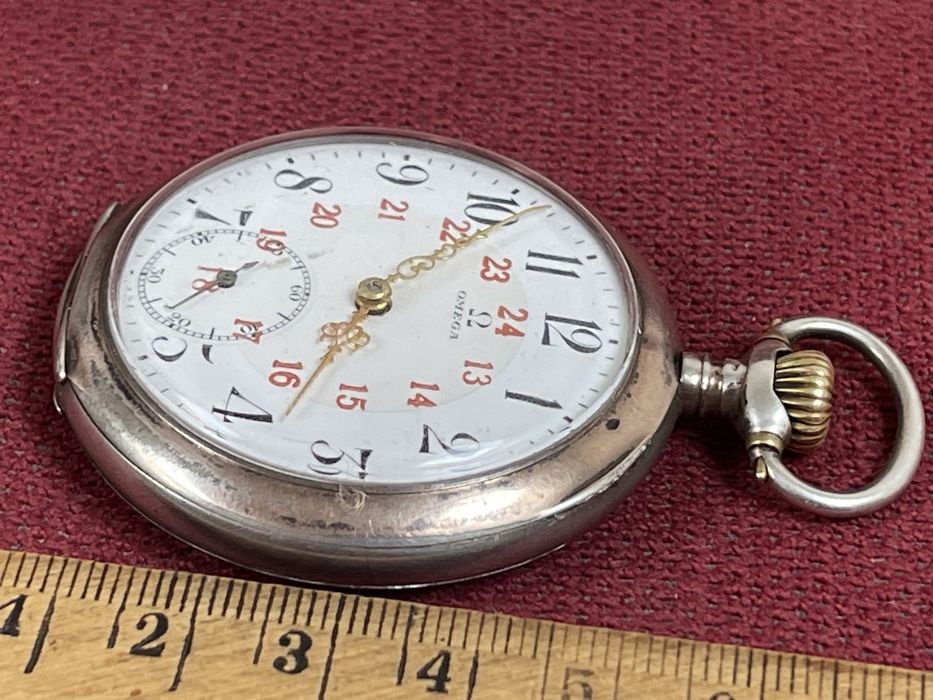 Omega Złocony Srebrny Zegarek Kieszonkowy