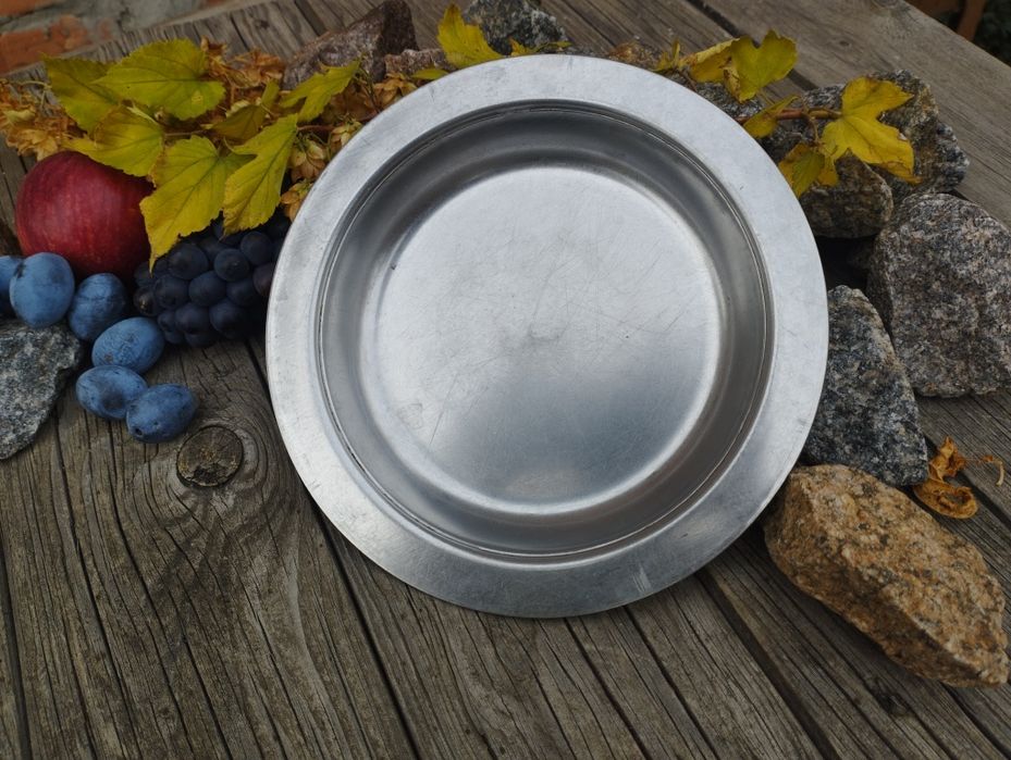 Металлическая, нержавеющая тарелка, миска СССР, мелкая, диаметр19 см