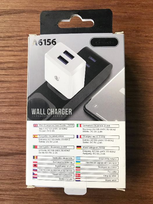 Carregador com 2 USB (5V / 2.4A) - Carregador de parede Fast Charging