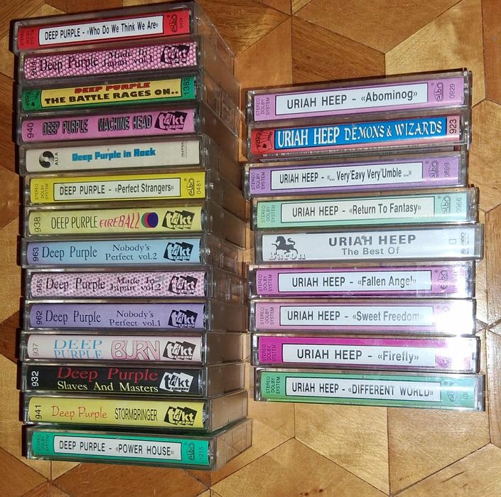 143 szt kaset z hard rockiem Black Sabbath , AC/DC, Led Zeppelin