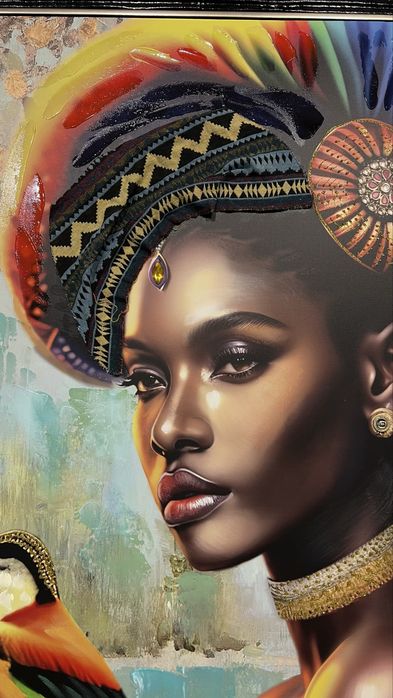 Tela colorida com moldura prata