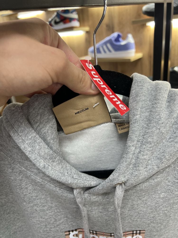 Худі Supreme Burberry Box Logo Grey / Brown