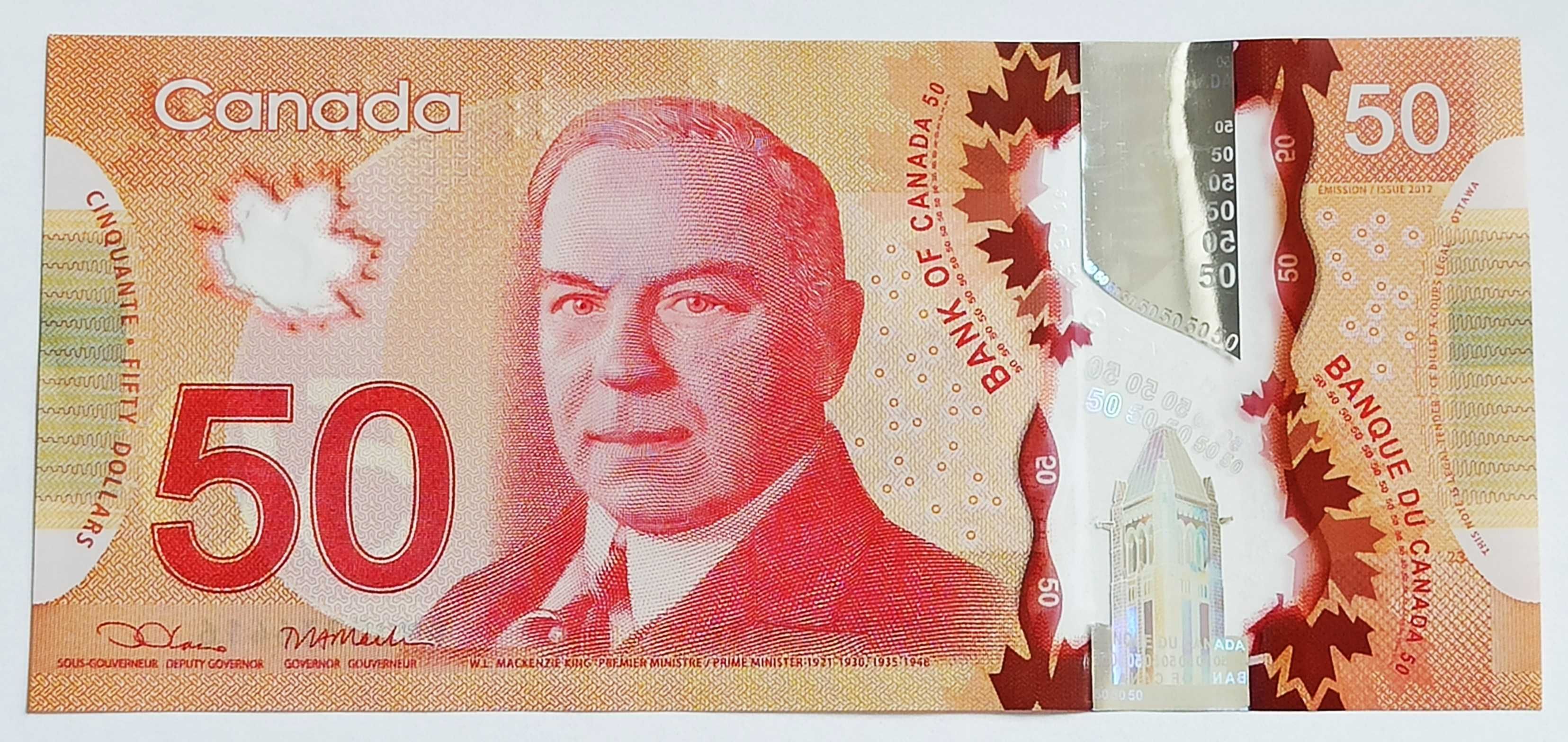 50 $ 2012 r. Kanada, banknot polimerowy