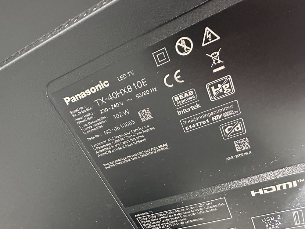 Panasonic TX-40HX810E Led/ Oled 4k Smart Tv 43