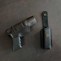 Шкіряна кобура для Glock 17 зі скобою+ паучер, кобура на Glock, Глок