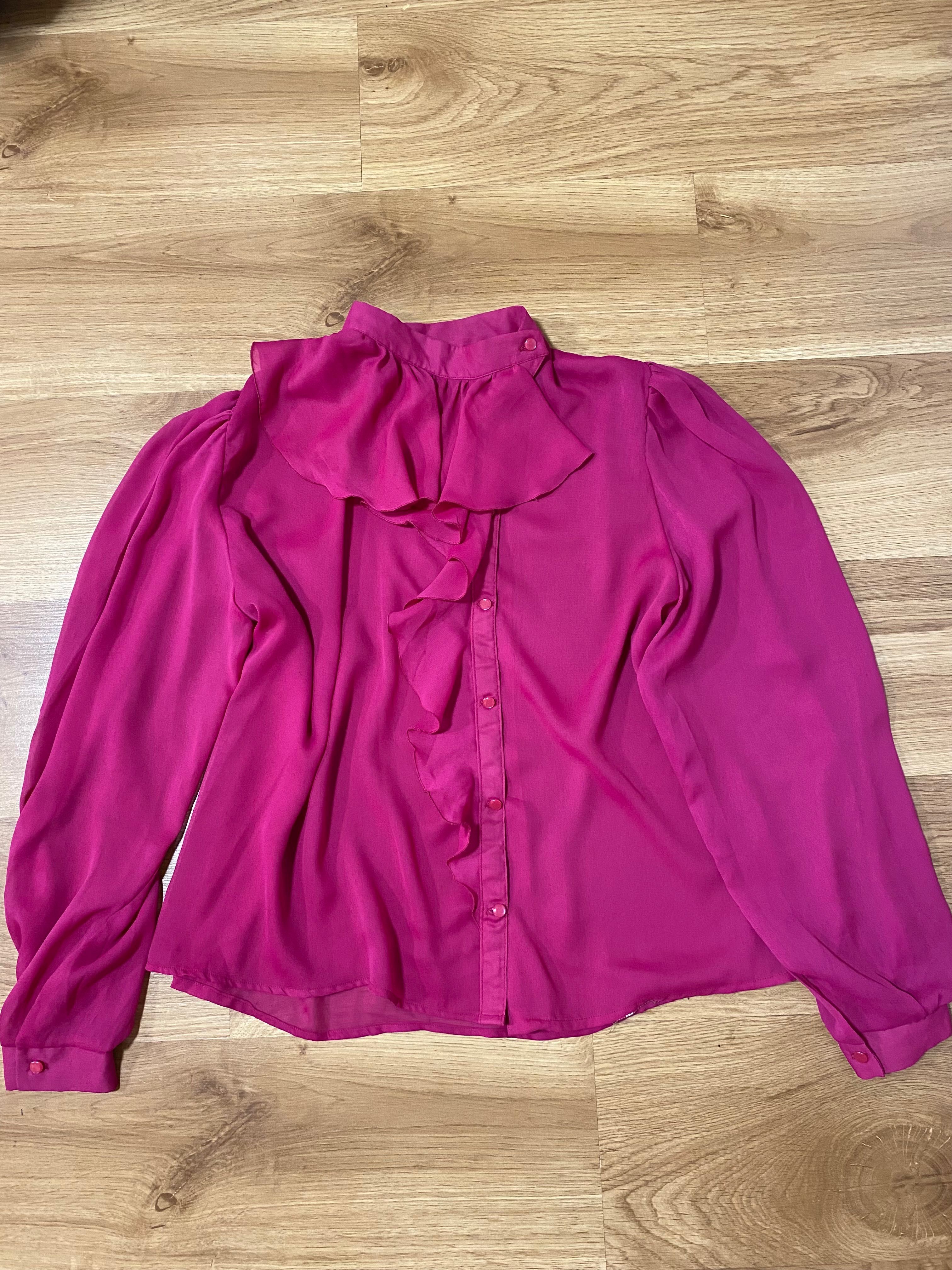 блуза фіолетова/фуксія з жабо