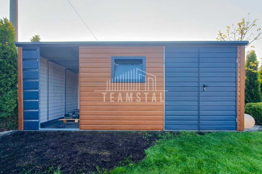 Schowek Domek Ogrodowy 4x2,5m + Wiata 1,5m Okno Drewnopodobny   TS641