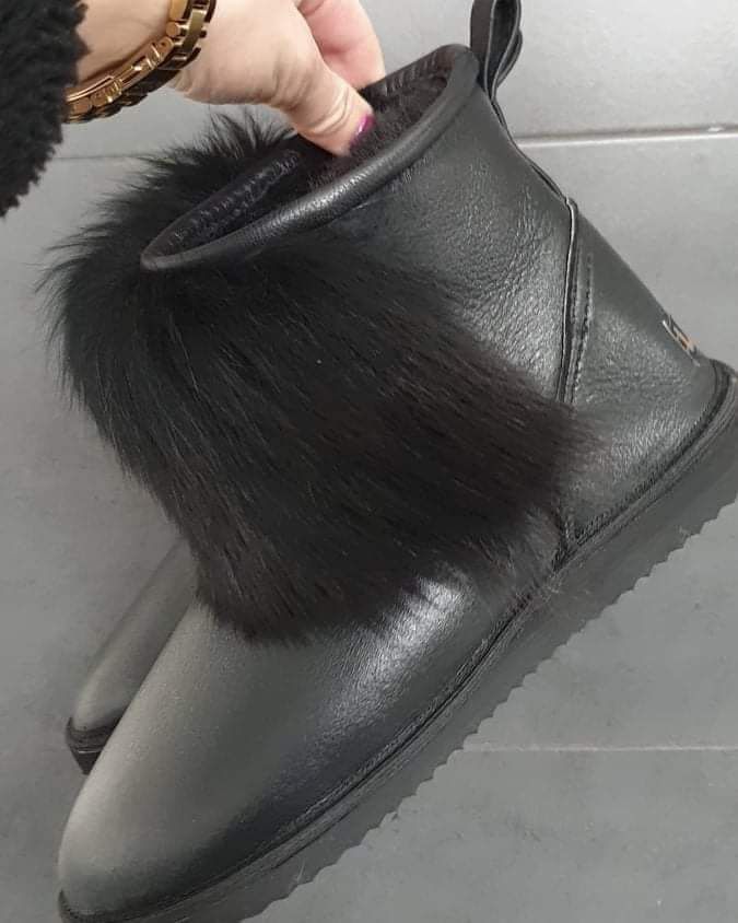 Buty damskie śniegowce naturalne futerko z jenota