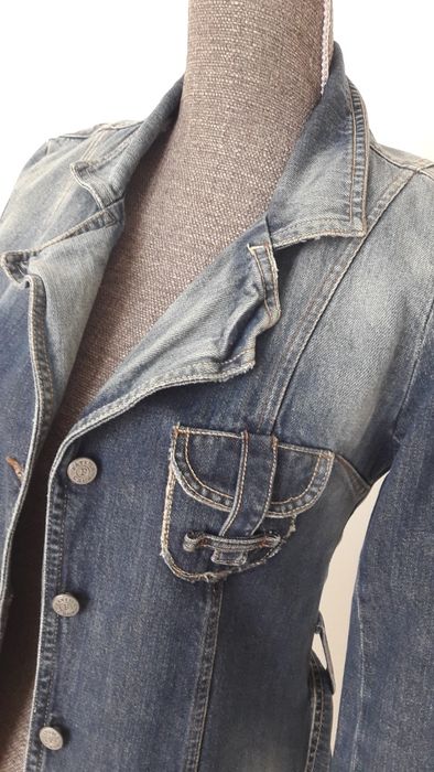 Casaco sobretudo denim ganga  lavagem "dirty used" vintage